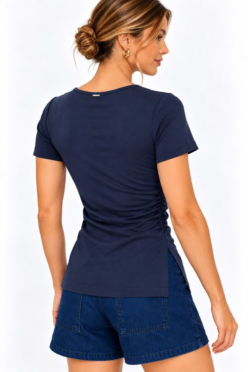 Blusa stella maris drapeado lateral marinho.